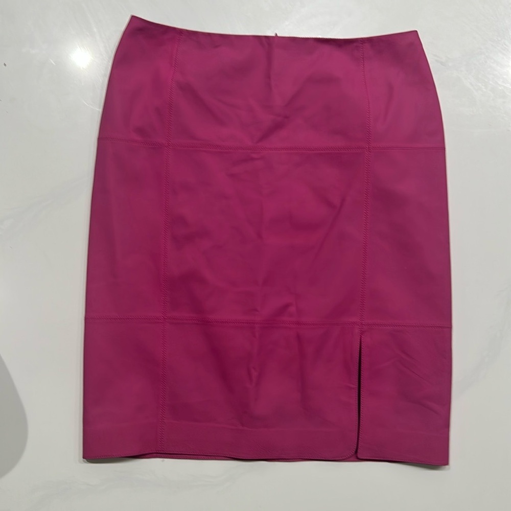 Leather Lafayette 148 New York Pink Pencil Skirt Knee-Length with Slit‎